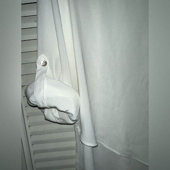 Susan Graver‎ Women’s Crossover Hem Roll Tab Sleeve Petite Tunic Top Size 10P - Picture 9 of 10